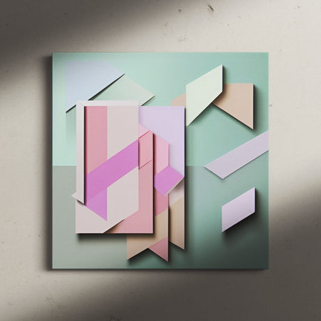 3D Geometrical Wall Art Canvas Print {Paper and Pastels} Canvas Wall Art Sckribbles   