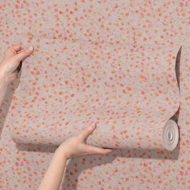 Cute Feminine Coral Pink Floral Wallpaper {Sweet Peach} Wallpaper Sckribbles   