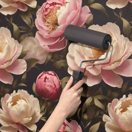 Floral Pink and Cream Flower Wallpaper {Peony Perfection} Wallpaper Sckribbles   