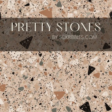 Pink w/ Beige & Black Terrazzo Pattern Wallpaper {Pretty Stones} Wallpaper Sckribbles   