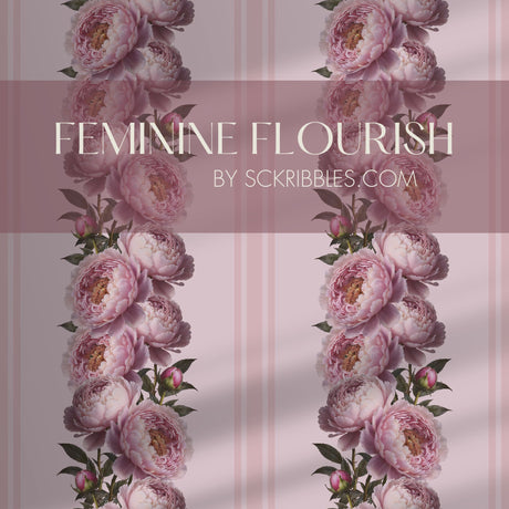 Pink Striped Coquette Floral Peony Wallpaper {Feminine Flourish} Wallpaper Sckribbles