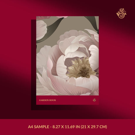 Peony Perfection | Floral Pink & Cream Flower Wallpaper Wallpaper Sckribbles Signature - Premium Non-Woven A4 Sample - 8.27 × 11.69 in (21 × 29.7 cm) Garden Hour