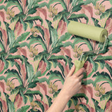 Pink and Green Banana Leaves Jungle Wallpaper {Tropical Delight} Wallpaper Sckribbles   