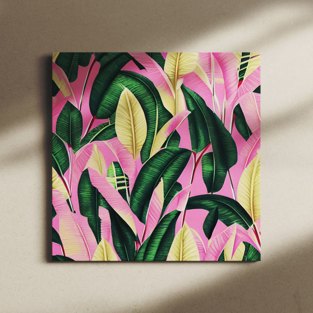 Tropical Palm Tree Leaves Canvas Wall Art {Pink Palms} Canvas Wall Art Sckribbles   