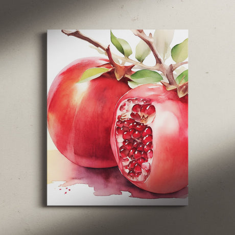 Watercolor Kitchen Fruit Wall Art Canvas {Pomegranate Love} Canvas Wall Art Sckribbles   
