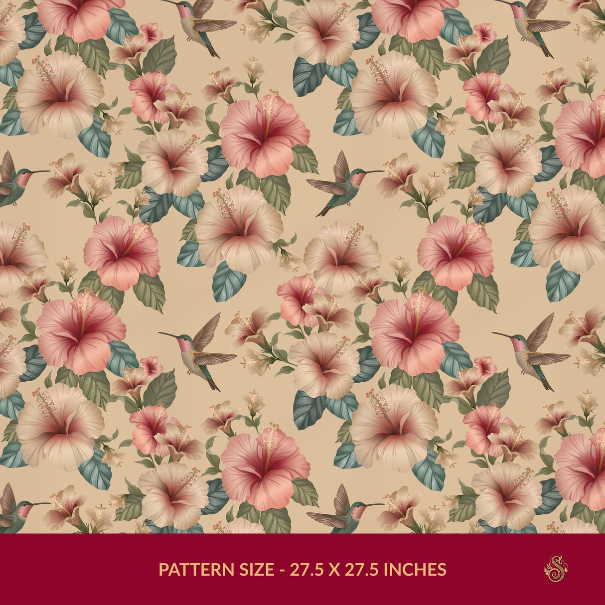 Whimsy & Bloom | Tropical Pastel Hibiscus & Hummingbird Wallpaper Wallpaper Sckribbles