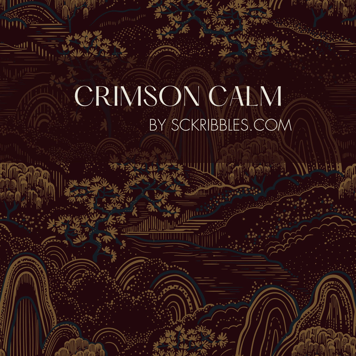 Moody Botanical Scenic Asian Wallpaper {Serene Ascend} Wallpaper Sckribbles