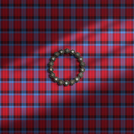 Red and blue plaid checked wallpaper.