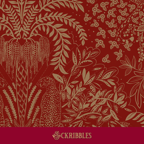 Red tropical wallpaper.