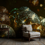 Cool Retro Funky Disco Ball Wallpaper Mural {Moody Mirrorball} Wallpaper Mural Sckribbles