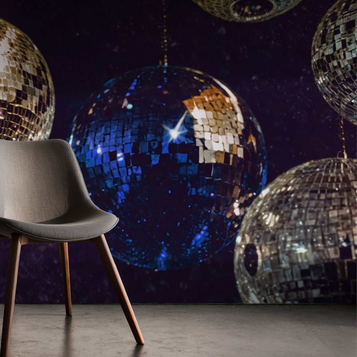 Dark Moody Disco Glam Mirrorball Wallpaper Mural {Glamour Boogie} Wallpaper Mural Sckribbles