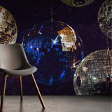 Dark Moody Disco Glam Mirrorball Wallpaper Mural {Glamour Boogie} Wallpaper Mural Sckribbles