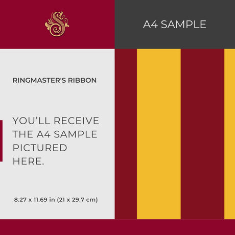 Circus Stripes | Bold Bright Colorful Vertical Striped Wallpaper Wallpaper Sckribbles Signature - Premium Non-Woven A4 Sample - 8.3 × 11.7 in (21 × 29.7 cm) Ringmaster’s Ribbon