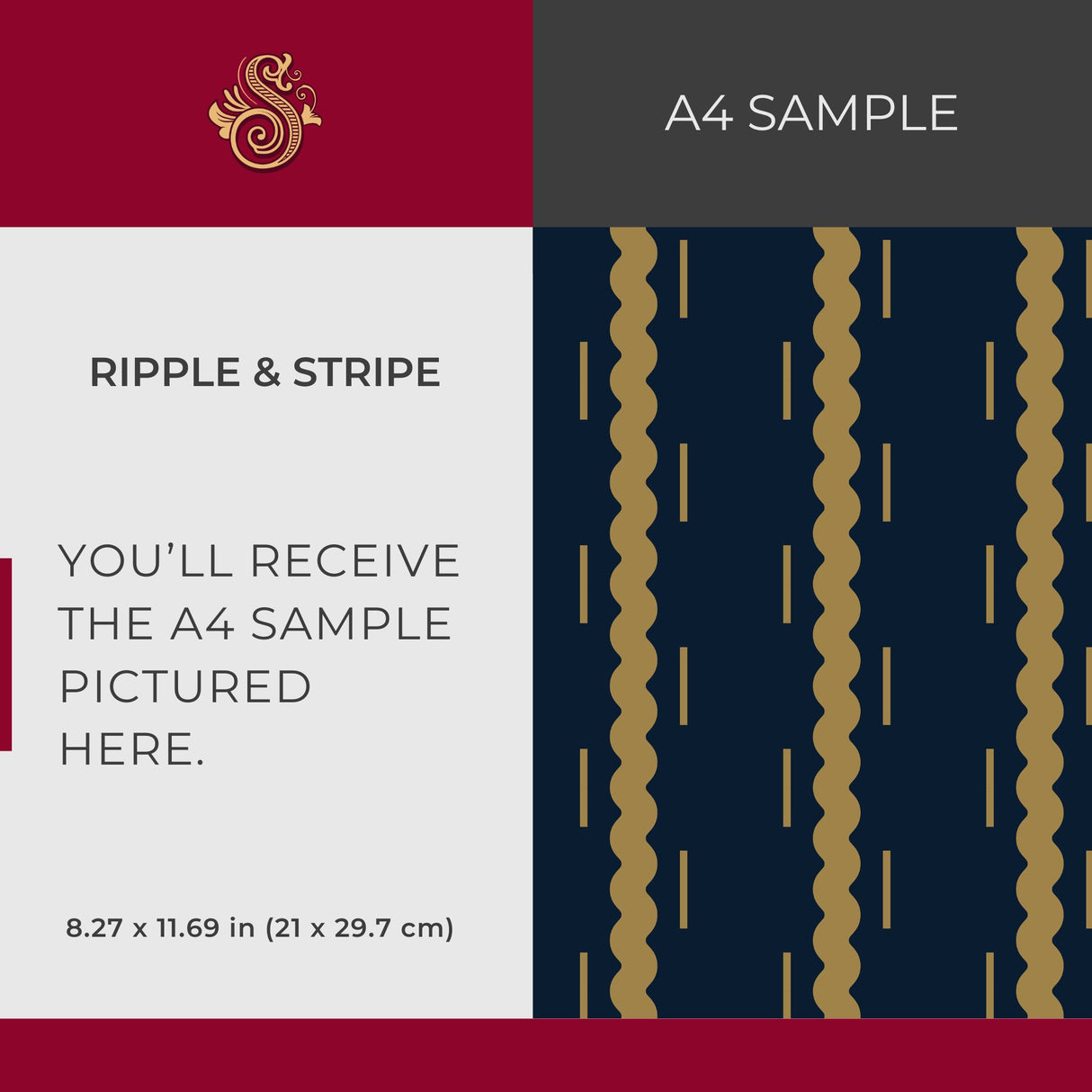 Ripple & Stripe | Dark Navy Blue Wavy Striped Wallpaper