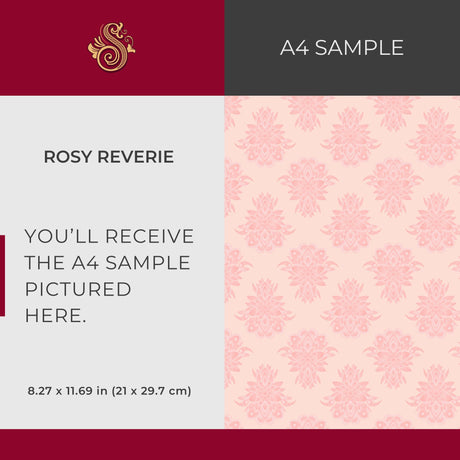 Rosy Reverie | Sweet Light Pink Feminine Coquette Damask Wallpaper Wallpaper Sckribbles Signature - Premium Non-Woven A4 Sample - 8.3 × 11.7 in (21 × 29.7 cm)