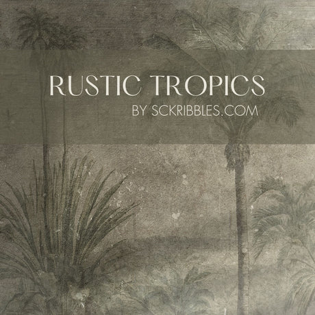 Vintage Muted Weathered Tropical Wallpaper Mural {Rustic Tropics} Wallpaper Mural Sckribbles