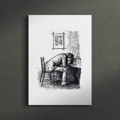 "Sad Pianist" Black and White Wall Art Canvas from Peter Ibbetson Canvas Wall Art Sckribbles   