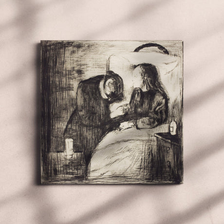 "The Sick Child" Sad Black & White Vintage Sketch Wall Art Canvas by Edvard Munch Canvas Wall Art Sckribbles   