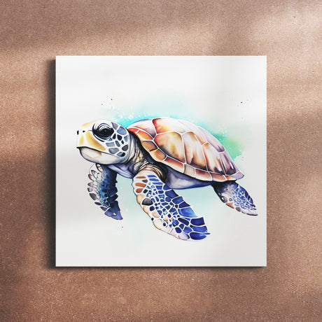 Cute Watercolor Sea Turtle Wall Art Canvas {Sweet Turtle} Canvas Wall Art Sckribbles   