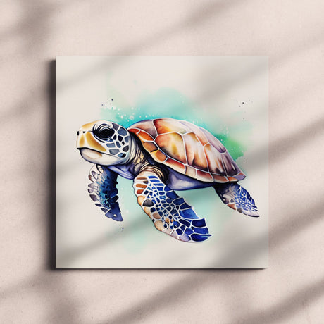Cute Watercolor Sea Turtle Wall Art Canvas {Sweet Turtle} Canvas Wall Art Sckribbles   