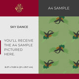 Sky Dance | Fun Bright Green Asian Crane Wallpaper Wallpaper Sckribbles Signature - Premium Non-Woven A4 Sample - 8.3 × 11.7 in (21 × 29.7 cm)