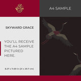 Skyward Grace | Dark Moody Maroon & Gray Crane Wallpaper