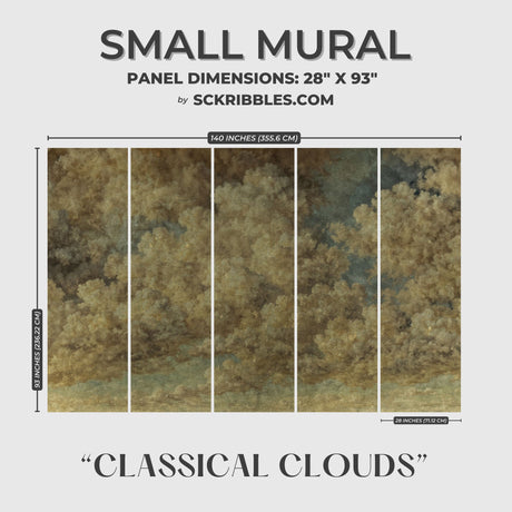 Vintage Renaissance Weathered Wallpaper Mural {Classical Clouds} Wallpaper Mural Sckribbles