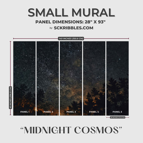 Dark Celestial Star Landscape Wallpaper Mural {Midnight Cosmos} Wallpaper Mural Sckribbles