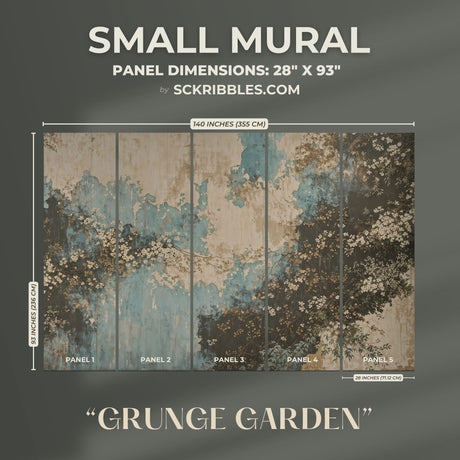 Grunge Weathered Rustic Floral Wallpaper Mural {Grunge Garden} Wallpaper Mural Sckribbles