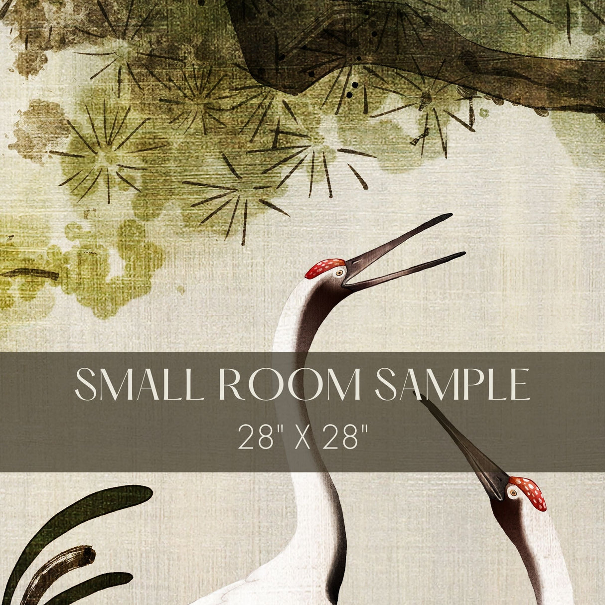 Gentle Cranes | Vintage Japanese Bird Wallpaper Mural Wallpaper Mural Sckribbles Traditional - (Non-Woven) Small Room Sample - 28'' x 28'' / 71 x 71 cm