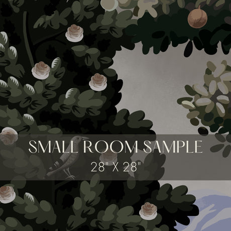 Moody Scenic Fruit Trees Landscape Wallpaper Mural {Wild Orchard} Wallpaper Mural Sckribbles Peel & Stick - (Budget) Small Room Sample - 28'' x 28'' / 71 x 71 cm