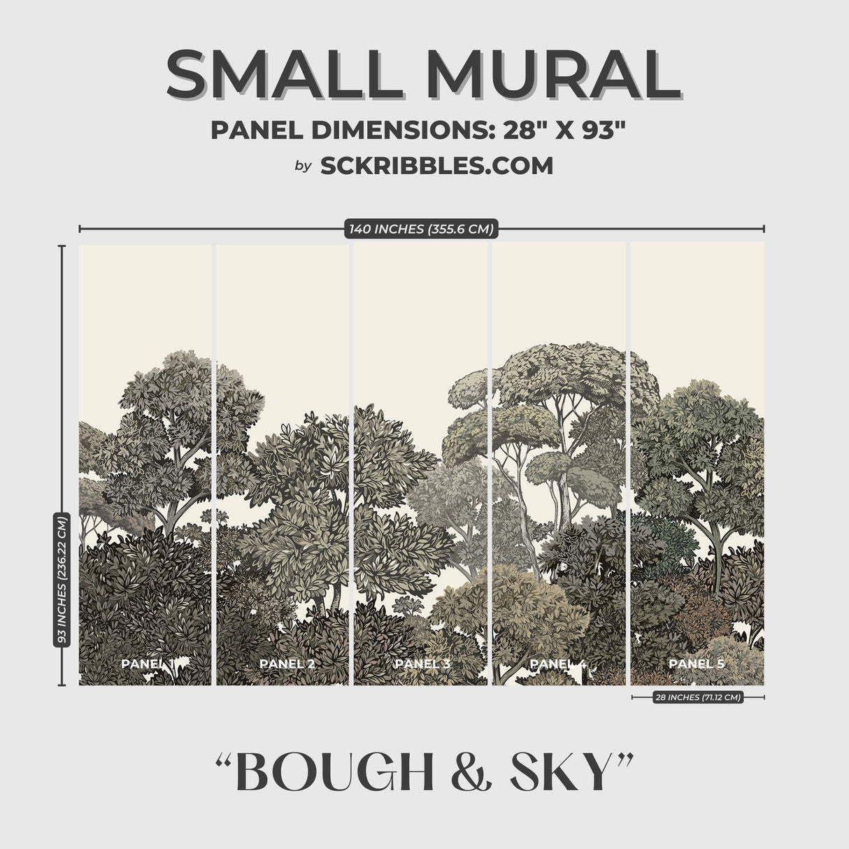 Scenic Trees Forest Landscape Wallpaper Mural {Bough & Sky} Wallpaper Mural Sckribbles