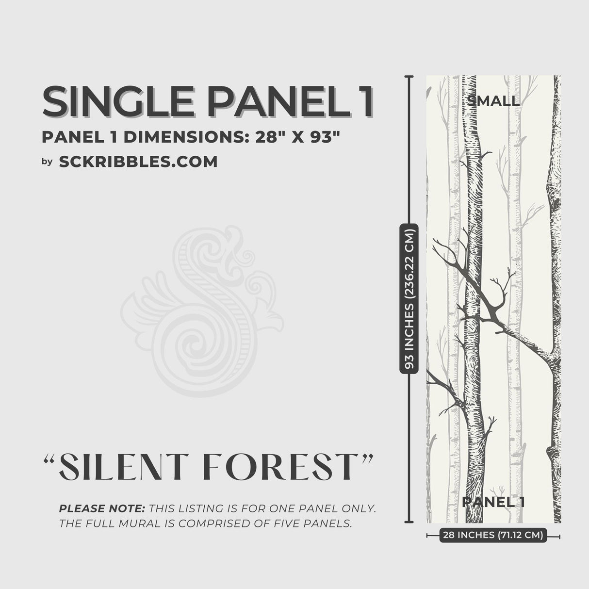 Scenic Landscape Birch Tree Wallpaper Mural {Silent Forest} Wallpaper Mural Sckribbles