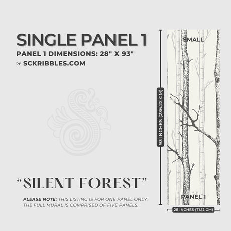 Scenic Landscape Birch Tree Wallpaper Mural {Silent Forest} Wallpaper Mural Sckribbles