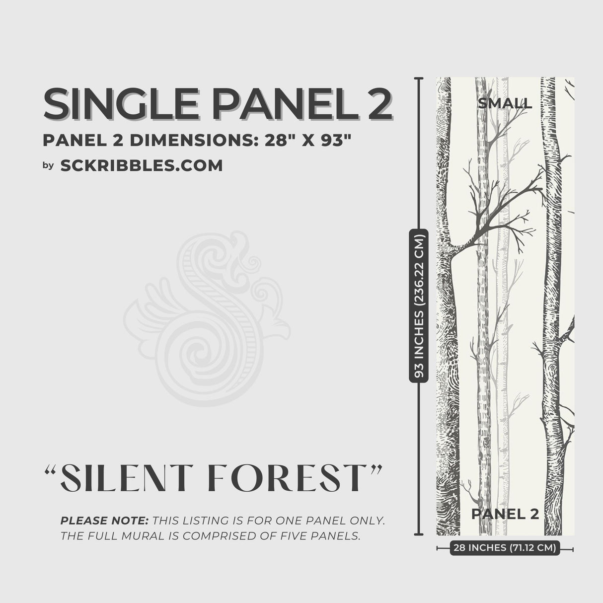 Scenic Landscape Birch Tree Wallpaper Mural {Silent Forest} Wallpaper Mural Sckribbles
