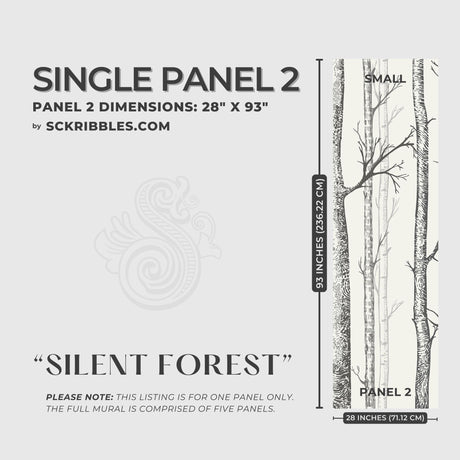 Scenic Landscape Birch Tree Wallpaper Mural {Silent Forest} Wallpaper Mural Sckribbles