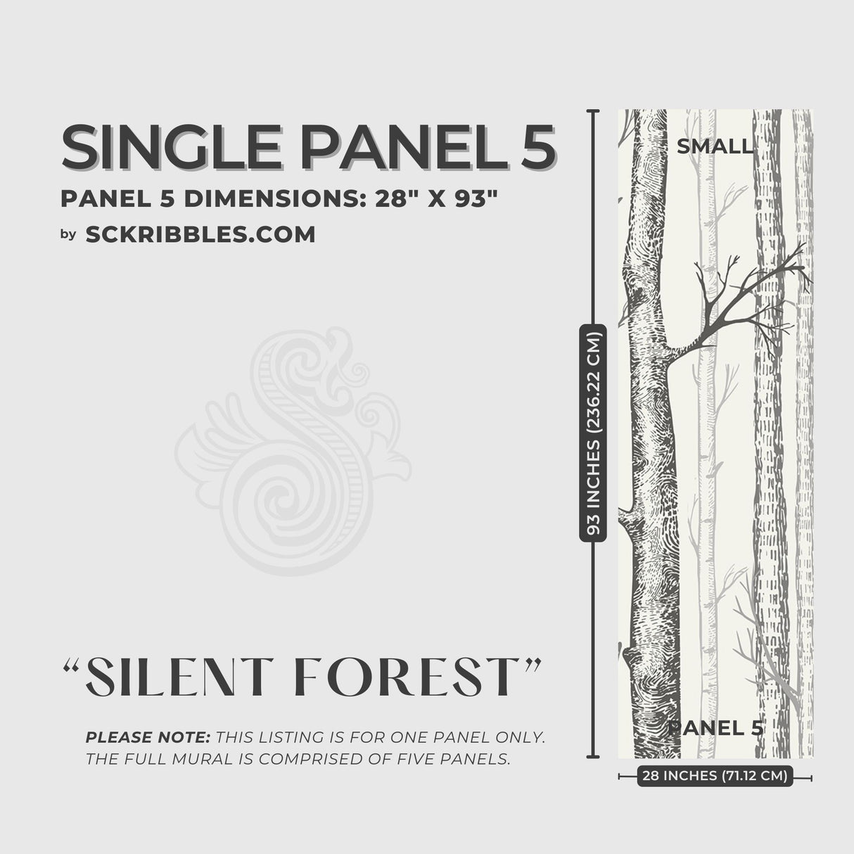 Scenic Landscape Birch Tree Wallpaper Mural {Silent Forest} Wallpaper Mural Sckribbles