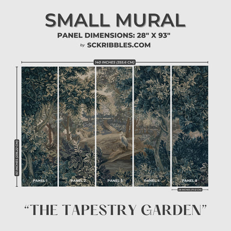 Vintage Scenic Botanical Trees Wallpaper Mural {The Tapestry Garden} Wallpaper Mural Sckribbles