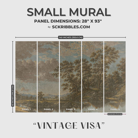 English Scenic Landscape Wallpaper Mural {Vintage Vista} Wallpaper Mural Sckribbles