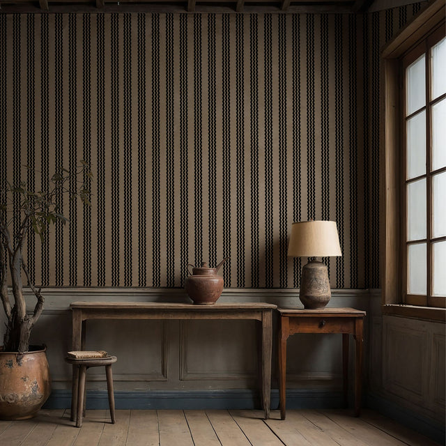 Black & Beige Wavy Vertical Striped Wallpaper {Twist & Turn} Wallpaper Sckribbles