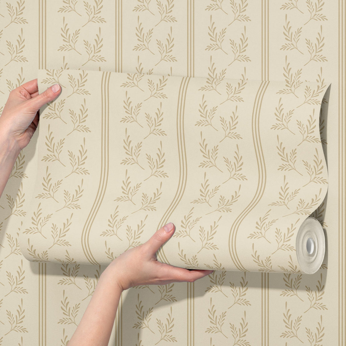 Minimalist Light Striped Leaves Botanical Wallpaper {Foliage Falls} Wallpaper Sckribbles