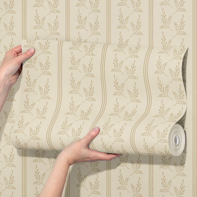 Minimalist Light Striped Leaves Botanical Wallpaper {Foliage Falls} Wallpaper Sckribbles