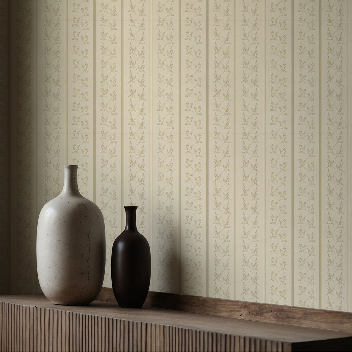 Minimalist Light Striped Leaves Botanical Wallpaper {Foliage Falls} Wallpaper Sckribbles
