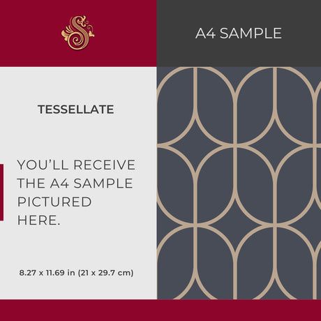 Oblong Intersect | Elegant Classic Geometrical Art Deco Wallpaper Wallpaper Sckribbles Performance - Refined Texture Commercial Vinyl A4 Sample - 8.3 × 11.7 in (21 × 29.7 cm) Tessellate