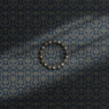 Traditional blue damask wallpaper.