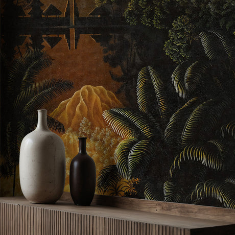 Moody Dramatic Tropical Palm Tree Wallpaper Mural {Midnight Canopy} Wallpaper Mural Sckribbles