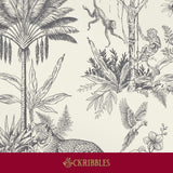 Tropical toile wallpaper.