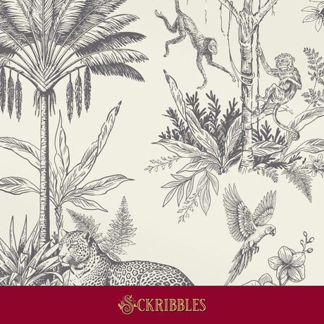 Tropical toile wallpaper.