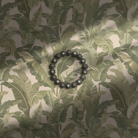 Large format tropical banana tree leaves wallpaper.