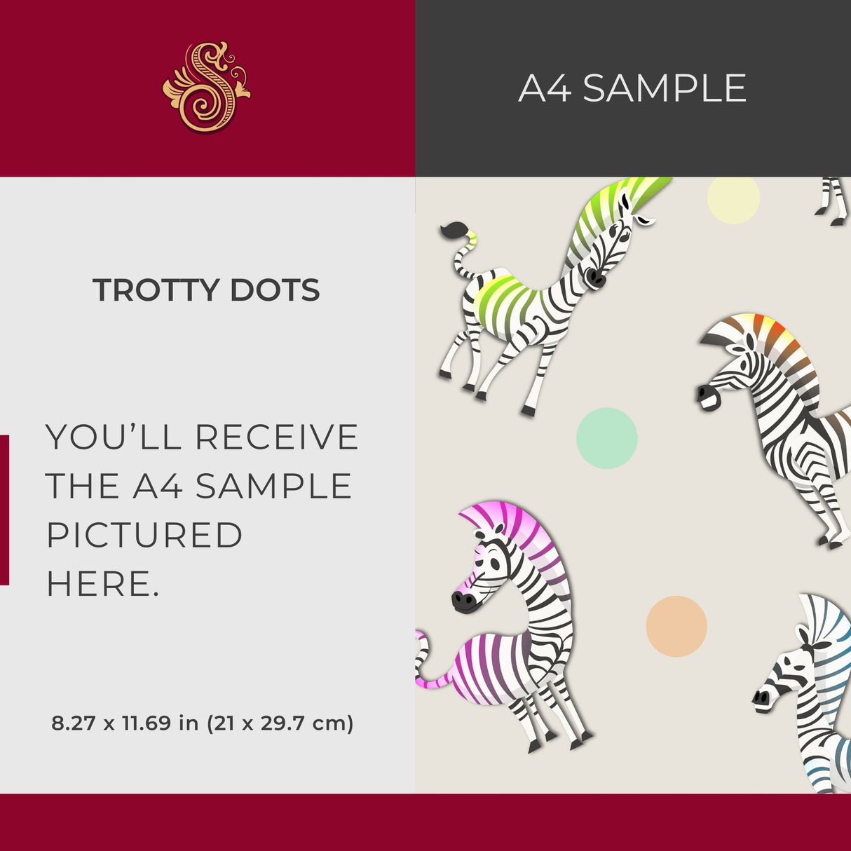 Trotty Dots | Fun Colorful Zebra Children's Nursery Wallpaper Wallpaper Sckribbles